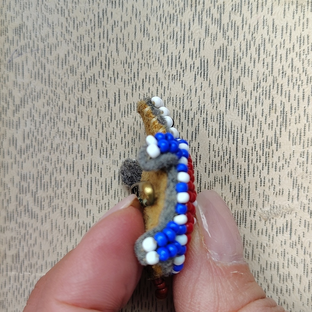 Native American Beaded Turtle Pinback Brooch - image 3